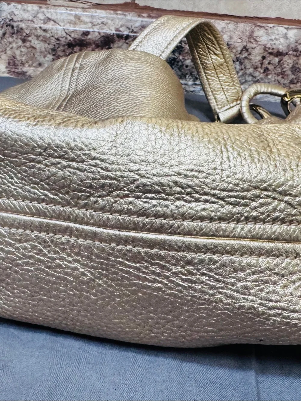 Michael Kors Metallic Champagne Leather Shoulder Bag